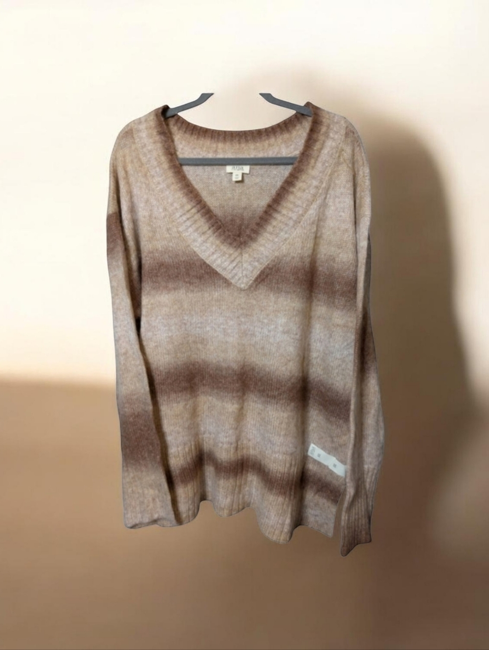 A.n.a XXL V-neck Ombre Stripe Tunic Length Sweater NWT